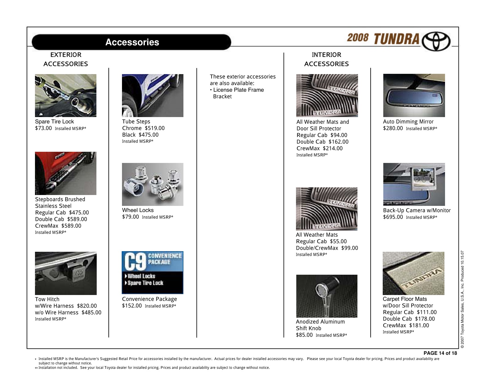 2008 Toyota Tundra RC 4x2 Brochure Page 12
